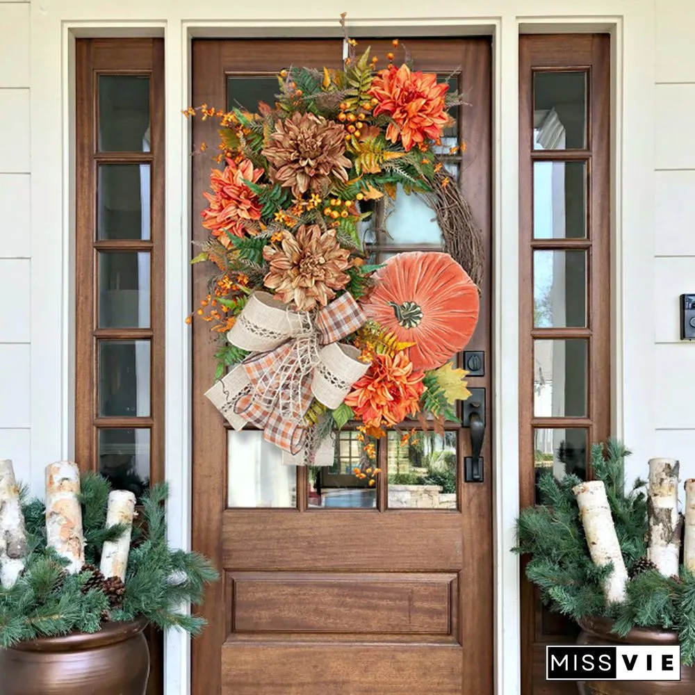 Fall Pumpkin Wreath-Rustic Grapevine Home Decor(Ready to Ship!)