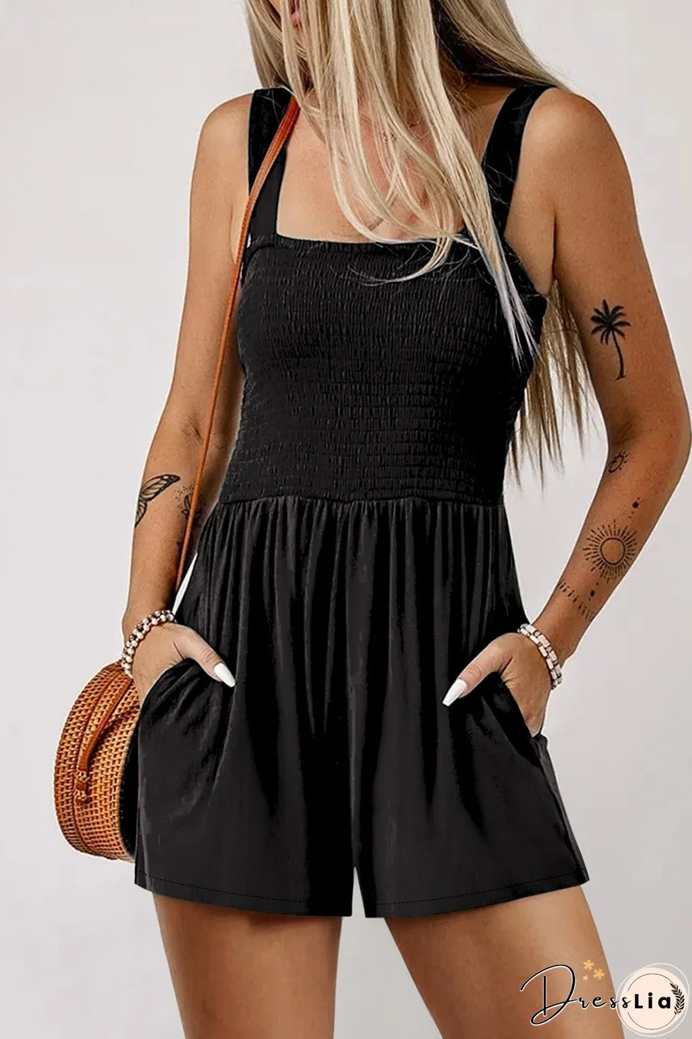 Casual Smocked Sleeveless Romper