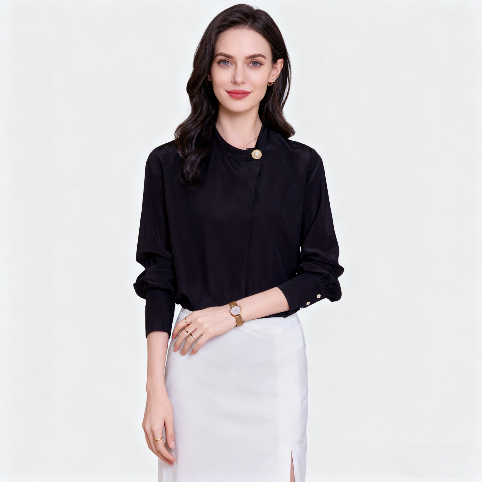 Crew-neck Silk Shirt for Women REAL SILK LIFE