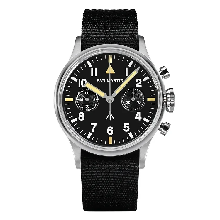 San Martin 38.5mm Mens Chronograph Pilot Watch SN0105-JS San Martin Watch san martin watchSan Martin Watch