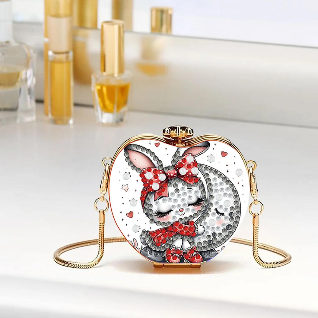 Rabbit DIY Acrylic Love Art Diamond Painting Coin Purse w/ Chain for Women Girl