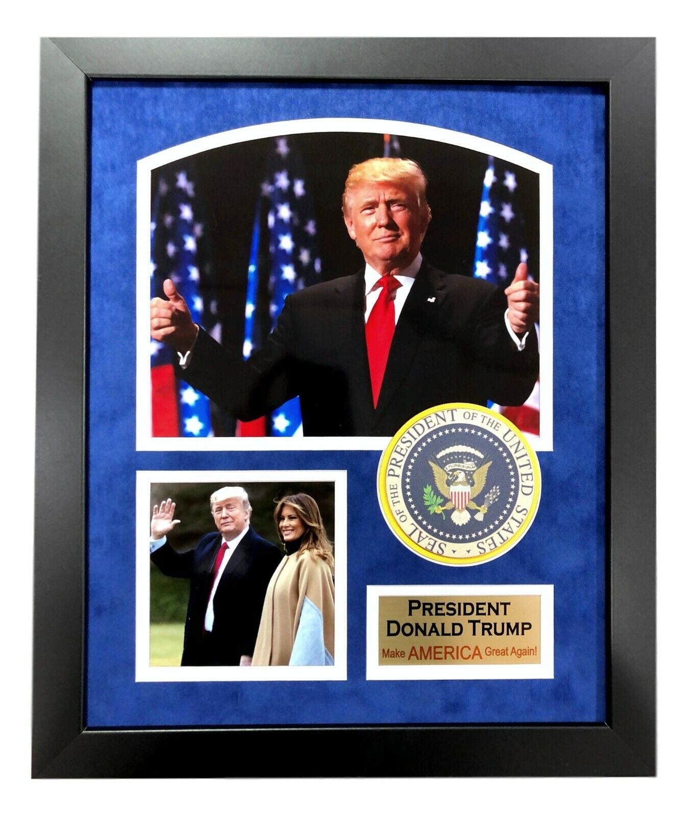 RARE President Donald Trump Framed Photo Poster painting Seal Collage MAGA Memorabilia America