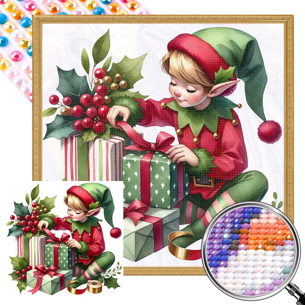 Partial Drills Special-shaped Drill Diamond Painting -Pink Santa Claus -  30*30cm