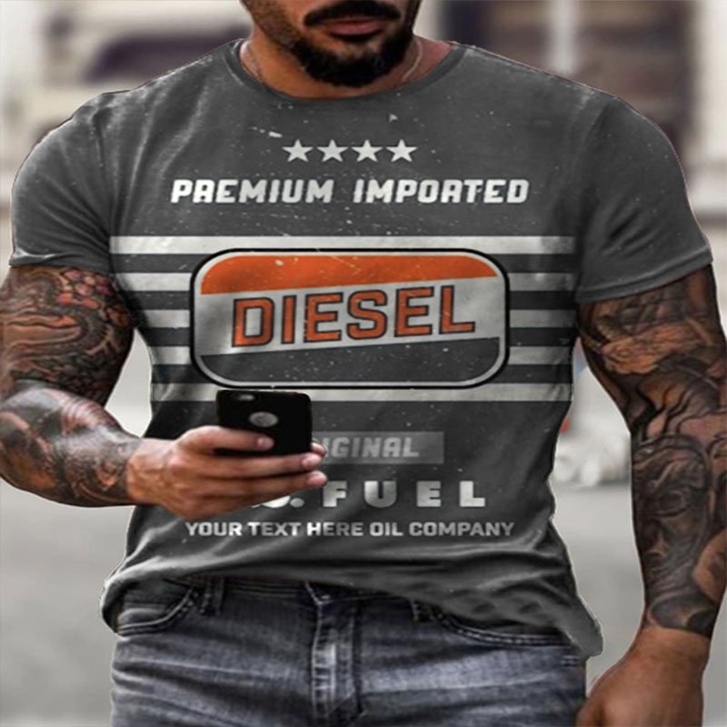 Fashionable Round Neck Lettered Short Sleeve T-shirt
