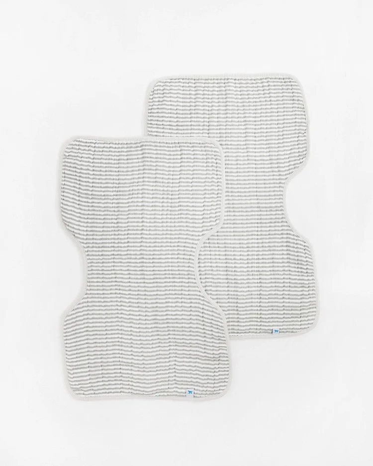 Cotton Muslin Burp Cloth 2 Pack - Grey Stripe
