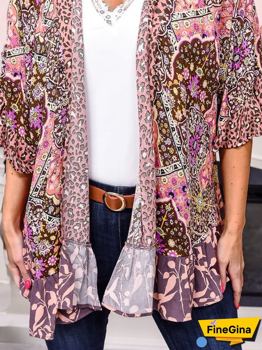 Casual Ethnic Autumn Natural Vacation Loose Half sleeve H-Line Regular Other Coat for Women