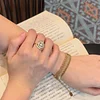 French vintage handcrafted light luxury fashion sparkling adjustable ring