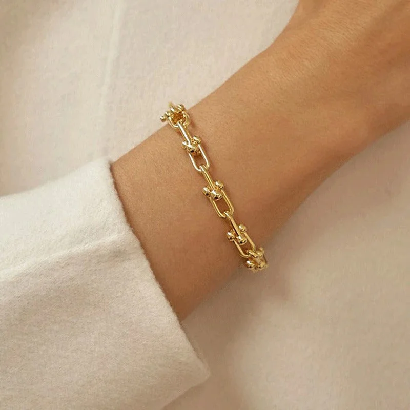 Thick and Chunky U-shaped Chain Bracelets