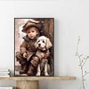 >SALE<5D DIY Full Square Drill Diamond Painting Boy and Dog Home Decor Art 20x30cm