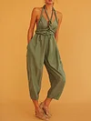 Loose Backless Harem Pants Jumpsuits