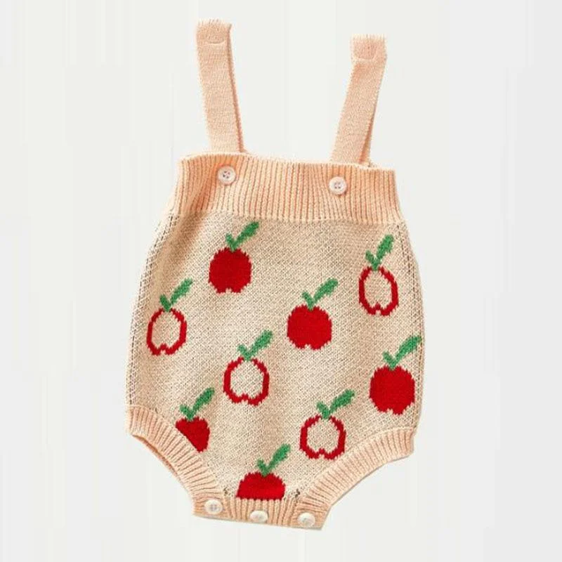 New Spring Autumn Infant Baby Girls Knit Long Sleeve Flower Coat + Braces Rompers Clothing Sets Kids Girl Suit Clothes 0-3Yrs