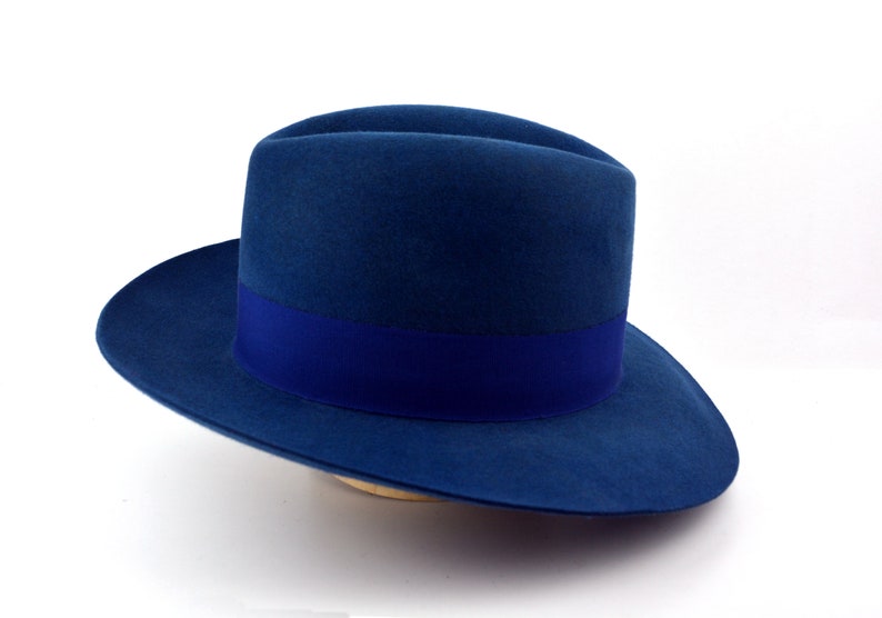 Fedora | | Indigo Blue Wide Brim Hat Men 