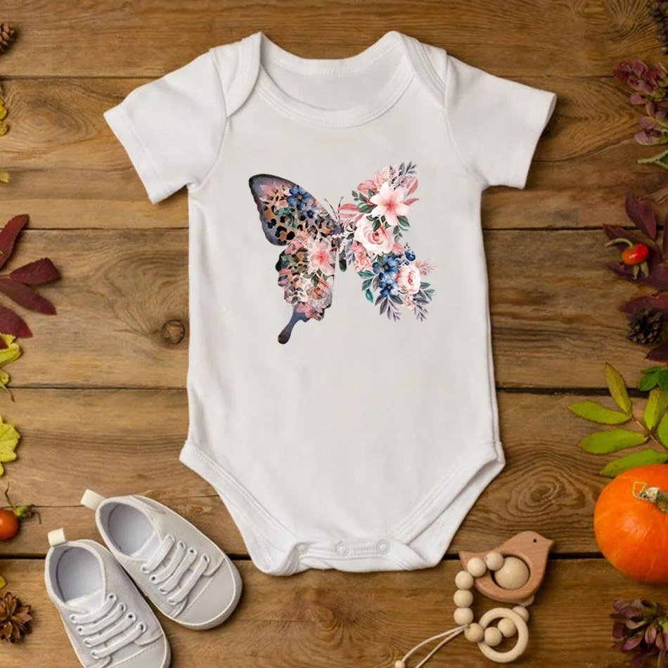 Colorful Butterfly Iron On Transfer For Clothing A-level Washable Thermal Sticker Beautiful Flower Patches On Clothes Decoration