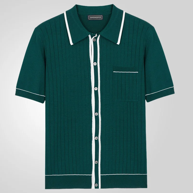 Uveng Uveng Men's New Summer Cardigan Knits Single-Dish Short Sleeve Business Polo Shirtsy0185