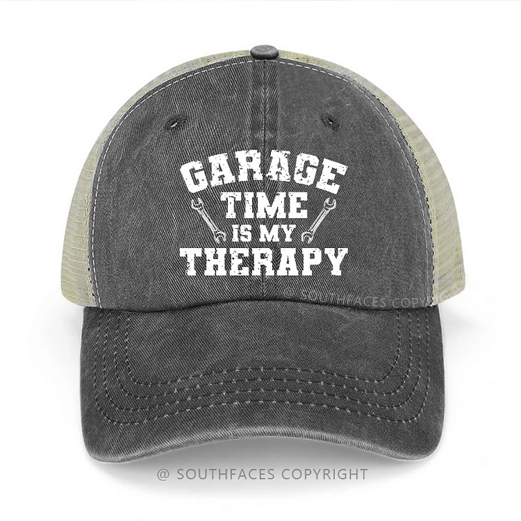 Garage Time Is My Therapy Funny Gift Trucker Cap