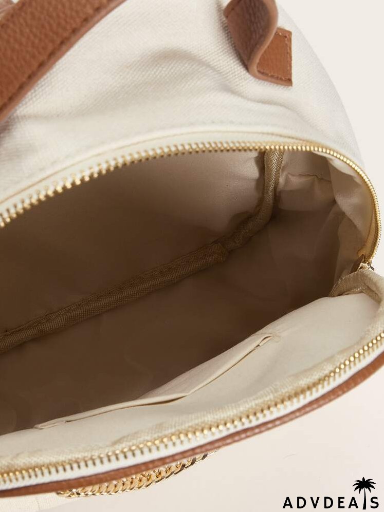 Chain Decor Quilted Backpack