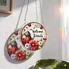 (18.5cm)DIY Acrylic Jigsaw Puzzle Window Hanging with Hanging Chain DIY Stained Glass Decoration Round Window Puzzle Decor for DIY Craft Project (Flower Ladybug)