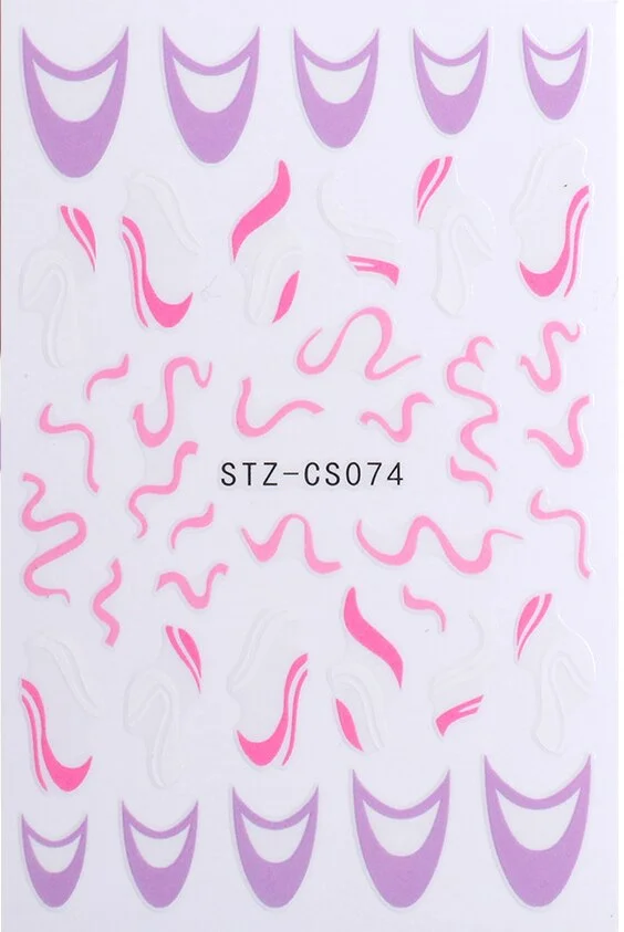 3D Swirl Lines Nail Sticker Geometry Irregular Whirling Wave Cow Print Decal on Nails Art Charms Manicure Slider Tip Accessories-Nail Inspo