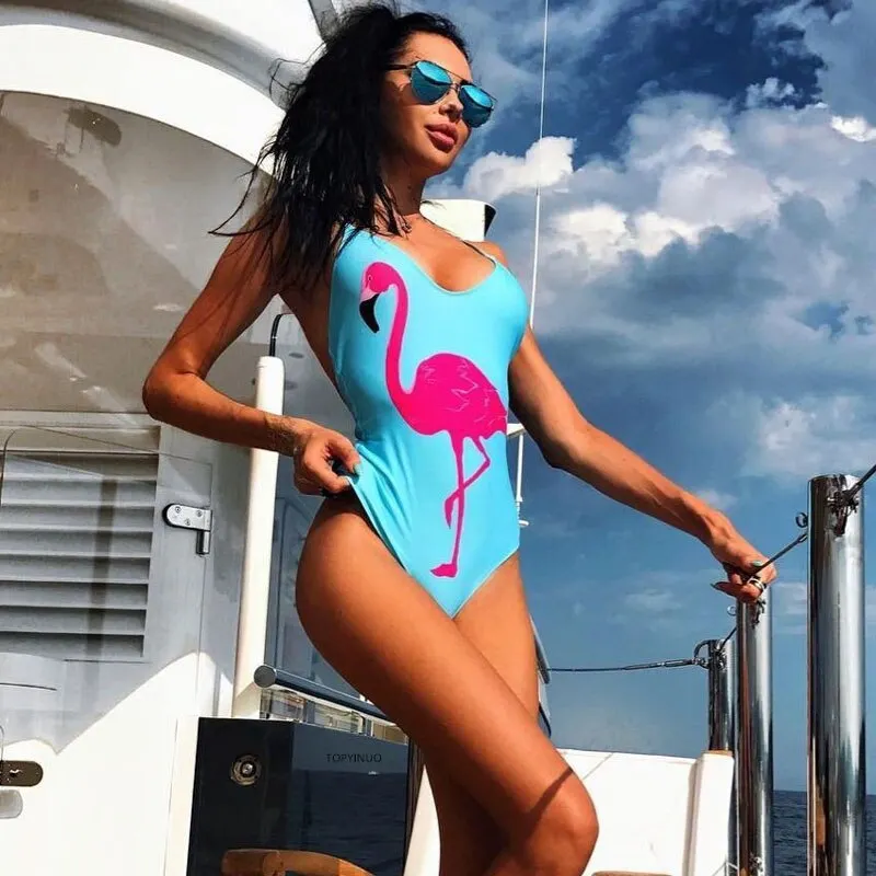 New Cute Ice Cream Print one piece swimsuit Backless swim suit  women Swimwear Push Up Bathing suit swim wear female Monokini