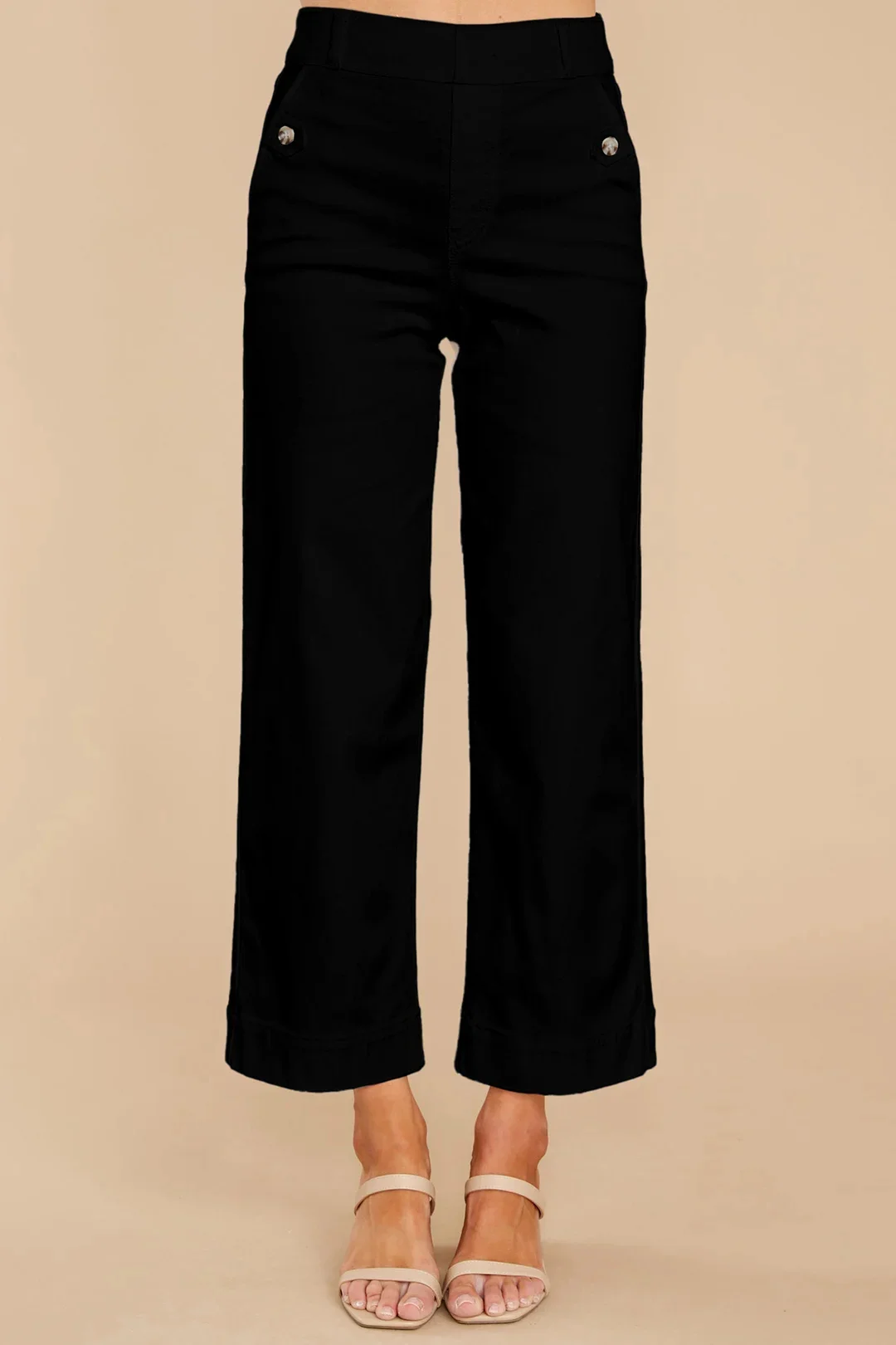 Stretch Twill Cropped Wide Leg Pants