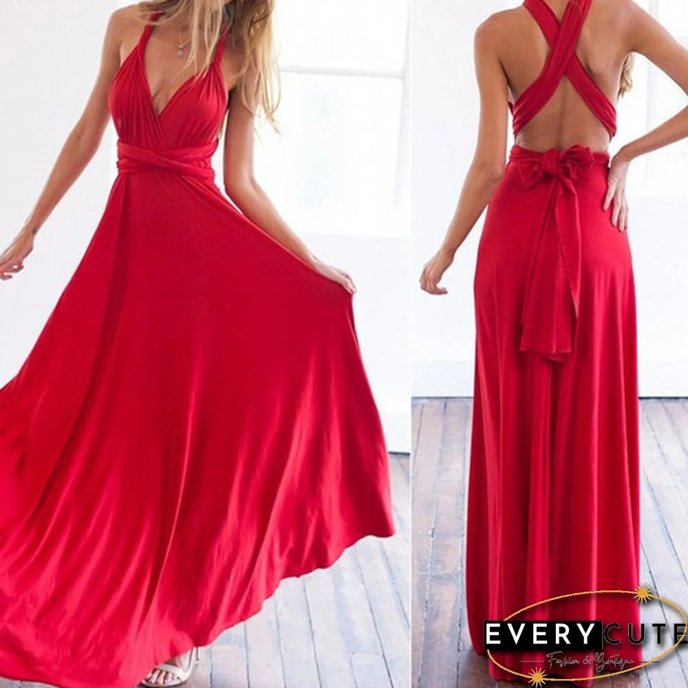 Sexy Women Multiway Wrap Convertible Boho Maxi Club Red Dress Bandage Long Dress Party Bridesmaids Infinity Robe Longue Femme