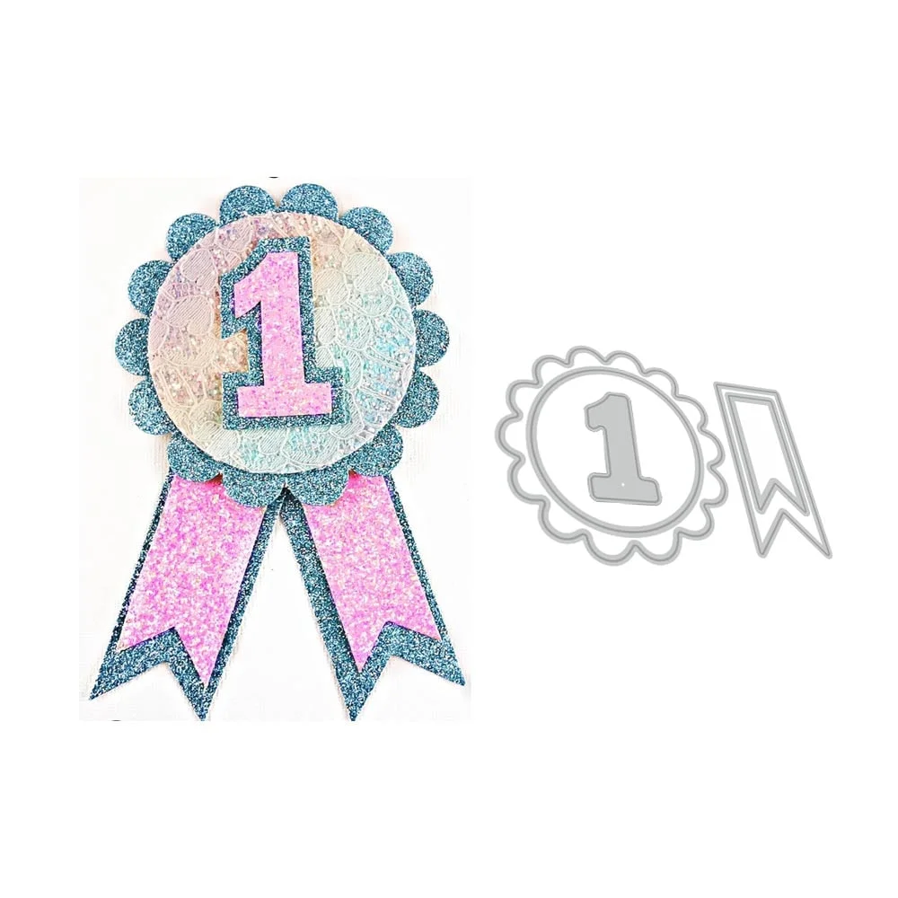 Number 1 Badge Metal Cutting Die Stencil Template for DIY Embossing Paper Photo Album Gift Cards Making Scrapbooking Dies