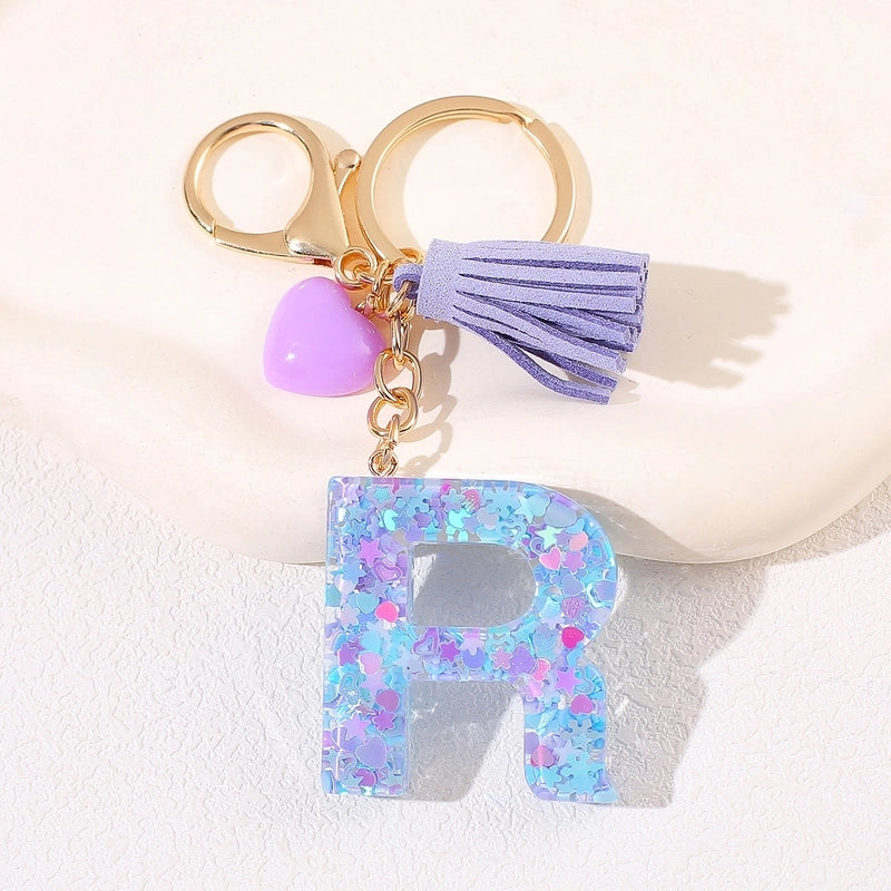 New Women’s Purple Love Tassel 26 Letter Keychain Cute Car Key Chain Couple Backpack Jewelry