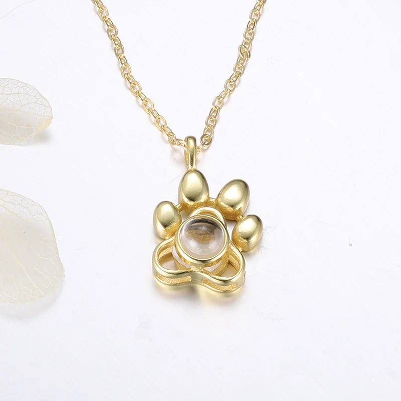 Women's sterling silver dog paw necklace