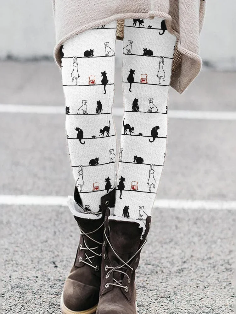 Lovely Cats Striped Comfy Leggings