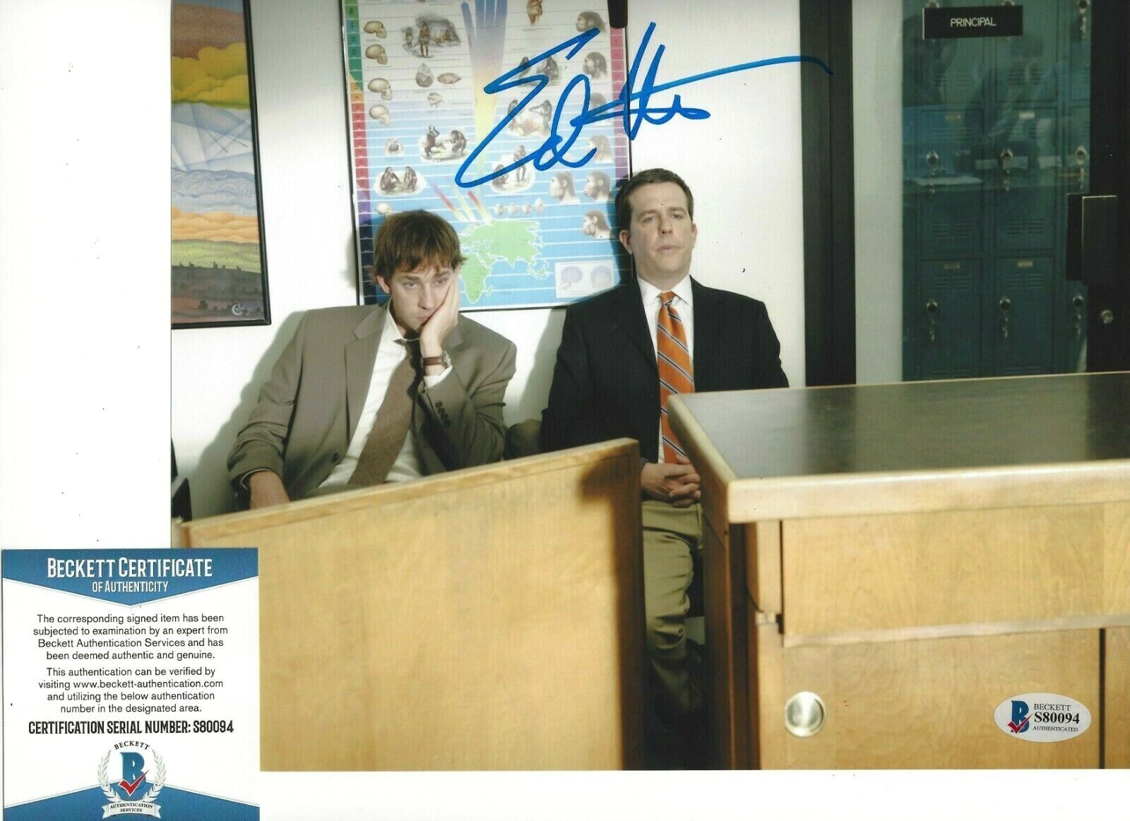 ED HELMS SIGNED 'THE OFFICE' ANDY BERNARD 8x10 Photo Poster painting 3 ACTOR BECKETT COA BAS