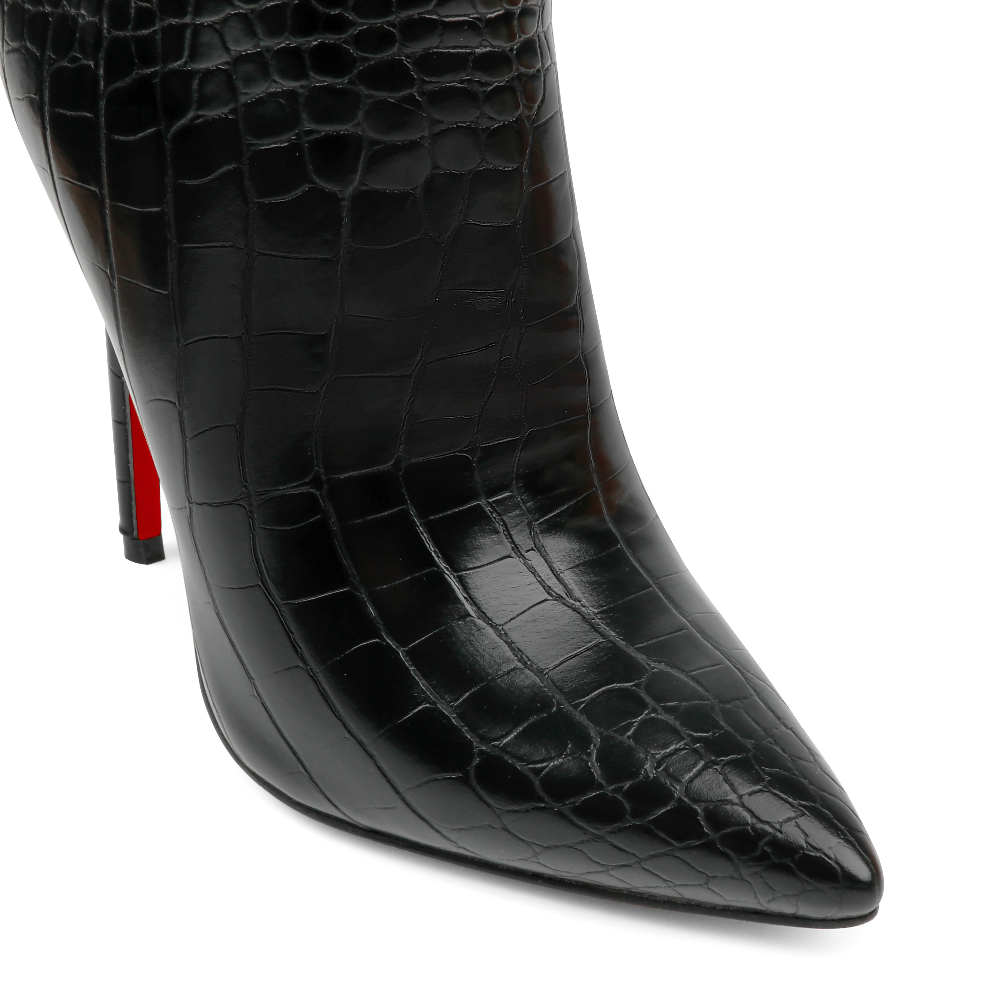 120mm Women's Ankle Boots Closed Pointed Toe Red Bottom Shoes Fashionable Stilettos Autumn Dress Booties-MERUMOTE