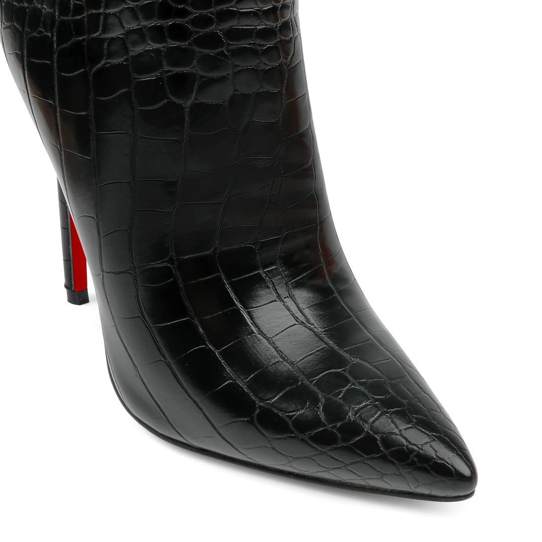 120mm Women's Ankle Boots Closed Pointed Toe Red Bottom Shoes Fashionable Stilettos Autumn Dress Booties-MERUMOTE