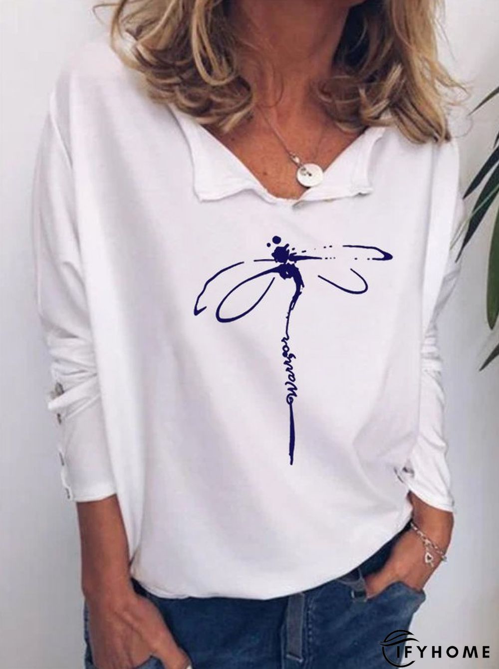 Crew Neck Casual Long Sleeve Tunic T-Shirt | IFYHOME