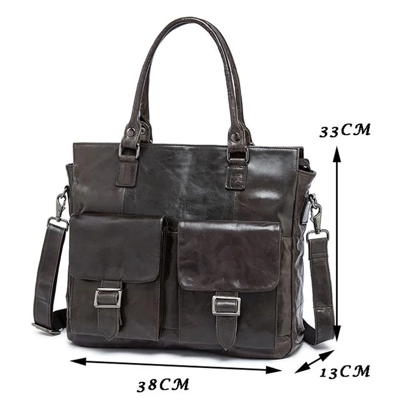 Retro Style Multi-Pocket Detachable Sling Strap 15.6 Inch Laptop Business Bag