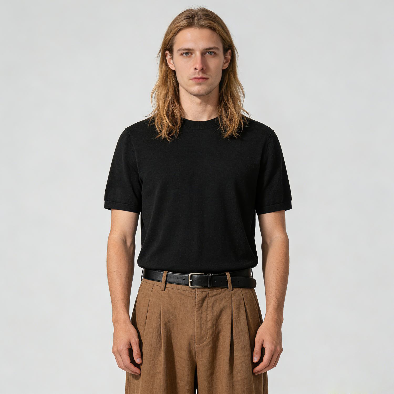 Men's Crewneck Silk Cashmere Shirt Sweater Classic | Spring Summer REAL SILK LIFE
