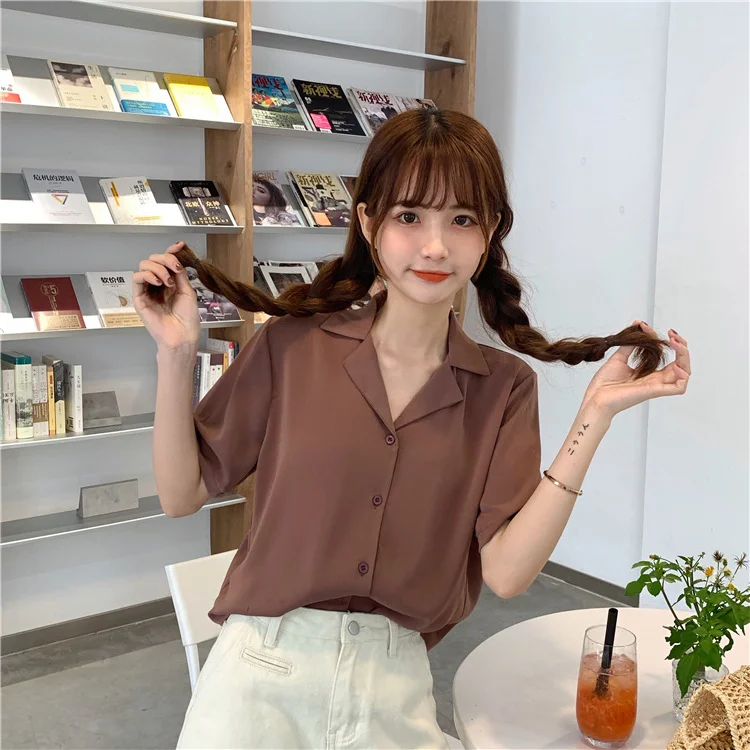 Uveng Uveng 2023 New Women's Versatile Short-Sleeved Shirt Tide