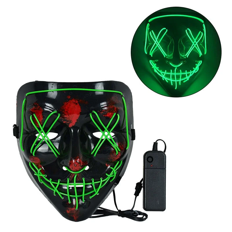Cosmask Halloween Party Led Mask Masque Masquerade Neon Light Glow In The Dark Mascara Horror Glowing Masks Costume Supplies