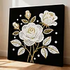 DIY Pearl Painting Rose for Home Decor with Frame(25x25cm)