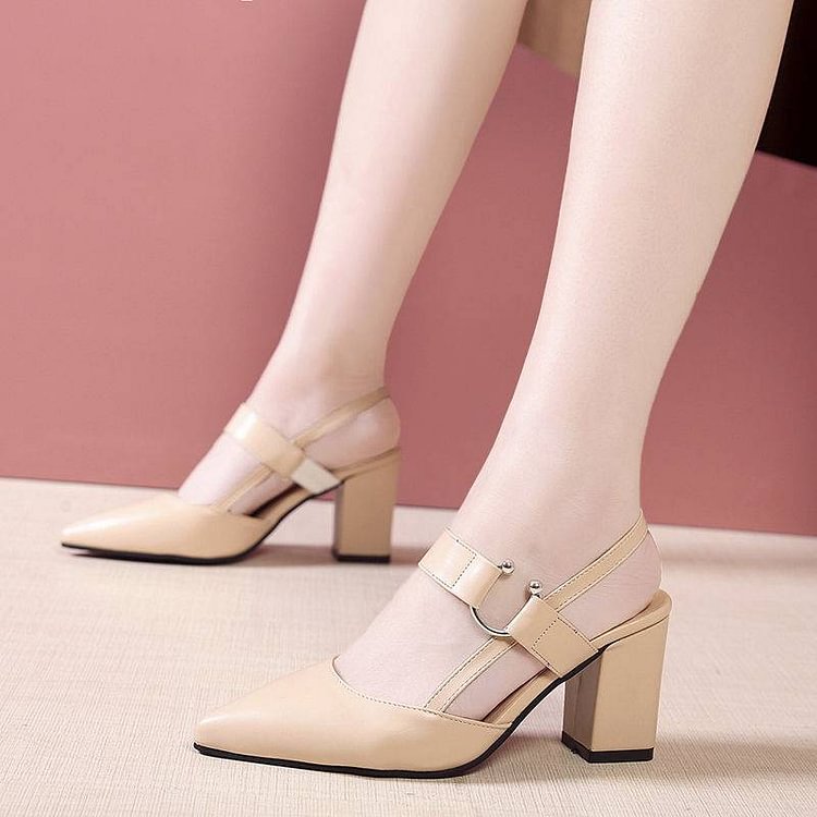 New Fashion Chunky Heel Sandals（solid color）