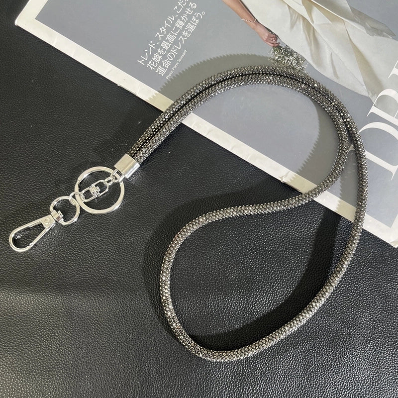 Minimalist Solid Color Rhinestone Inlay Rhinestones Bag Pendant Mobile Phone Chain