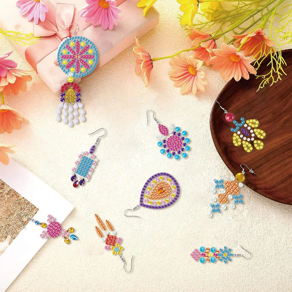 12 Pair Transparent DIY Diamond Art Earring Double Side Diamond Painting Earring