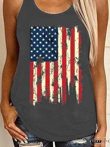Casual Graphic Print Sleeveless Vest