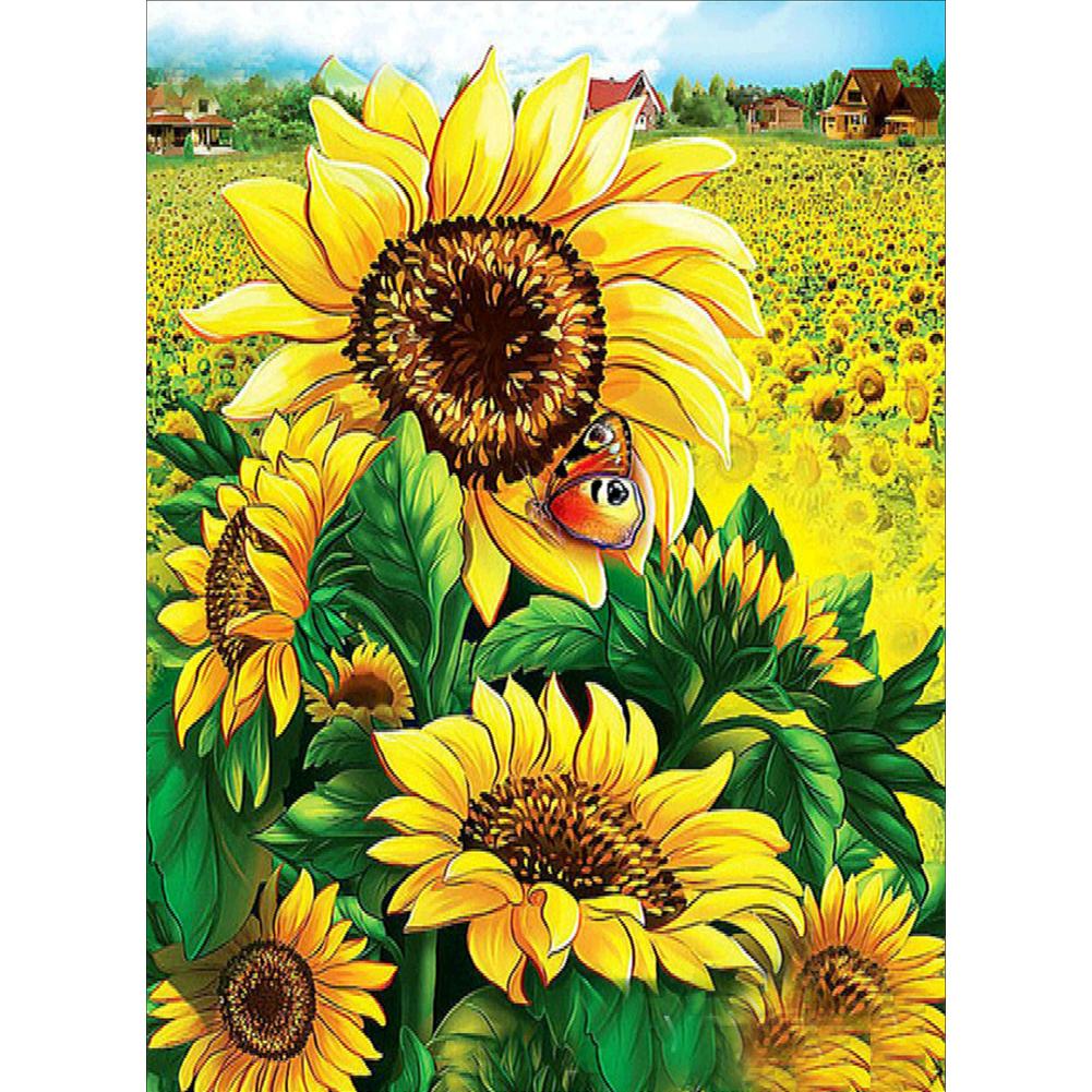 

30*40CM-Round Drill Diamond Painting-Sunflower, 501 Original