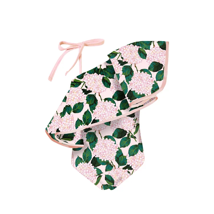 Kid 90cm-120cm Flowers Printed One Piece Swimsuits