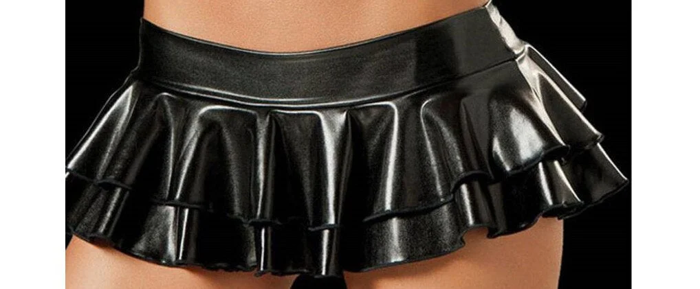 Sexy Women's Wet Looking Metallic Shiny Bodycon Faux Leather Micro Mini Party Clubwear Short Skirt