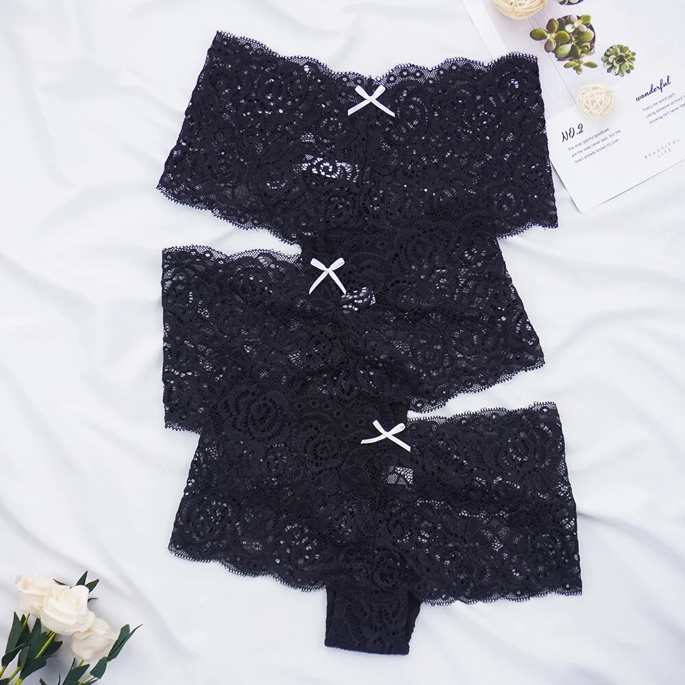 Billionm Sexy Women's Panties Boyshort Lace Underwear Plus Size Woman Boxers Seamless Transparent Pants Solid Underpants S-4XL