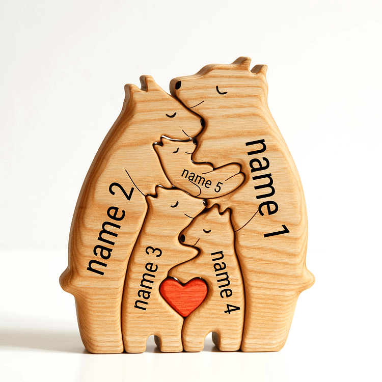 Personalized Wooden Bears Family Puzzle - Wood Pet Carvings