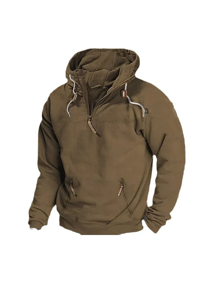 Light Mature Casual Hooded Pullover Long-sleeved Solid Color Sweater Men's Casual Sweater Youth Thickened Jacket Men