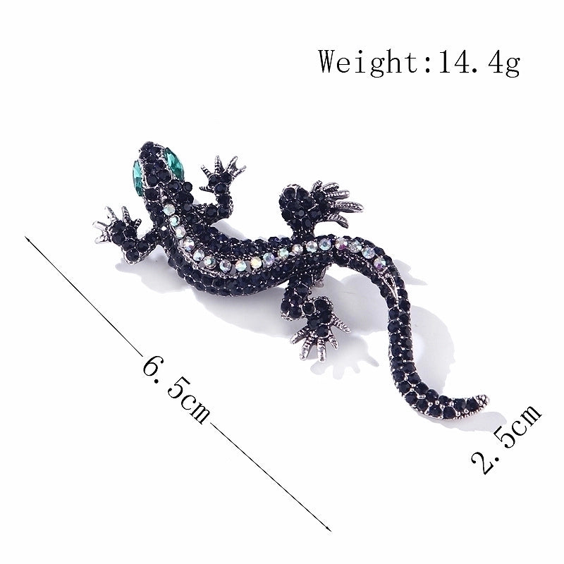Fashion Pin Lizard Alloy Plating Inlay Rhinestones Unisex Brooches