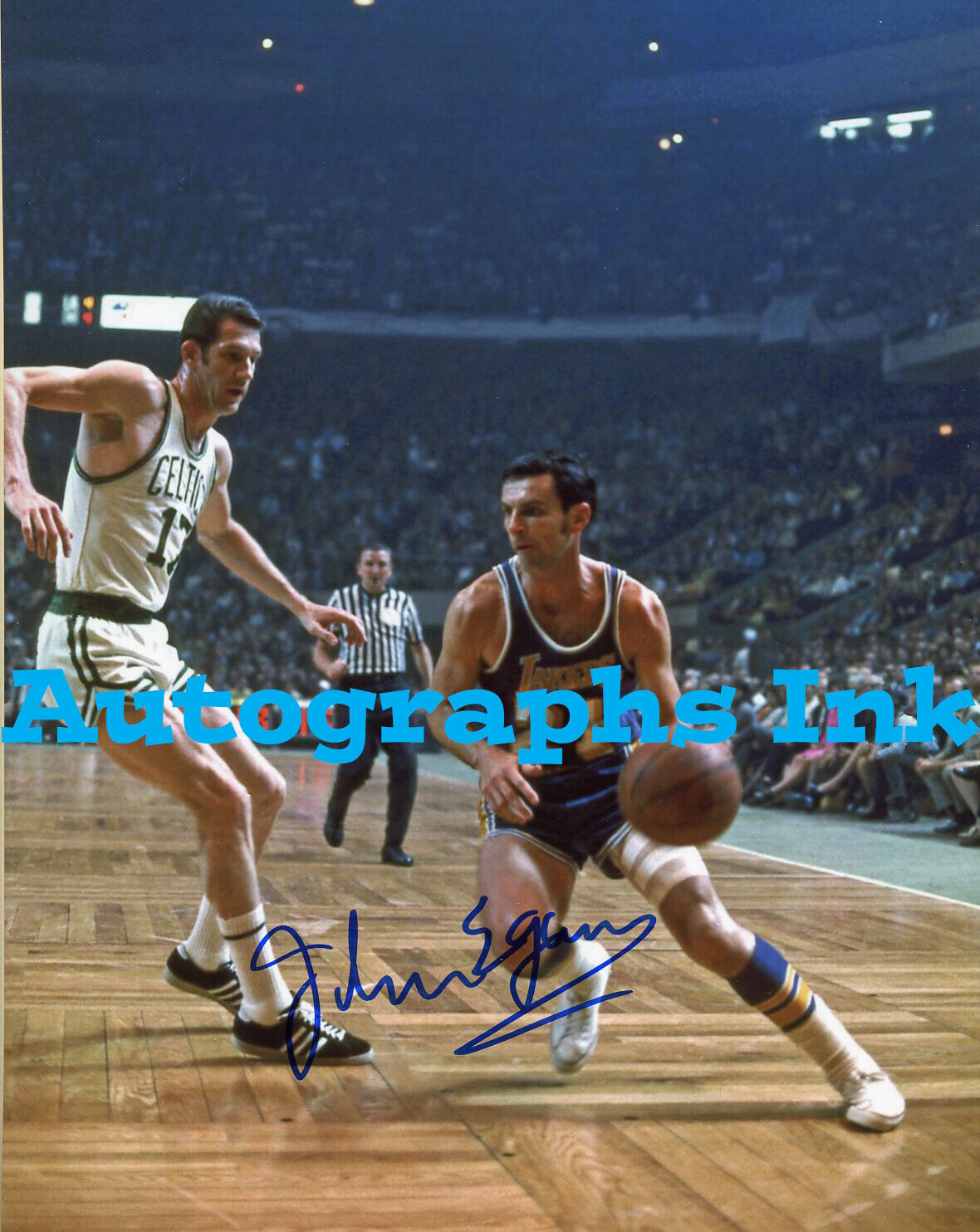 Johnny Egan autographed 8x10 Lakers In Person #1